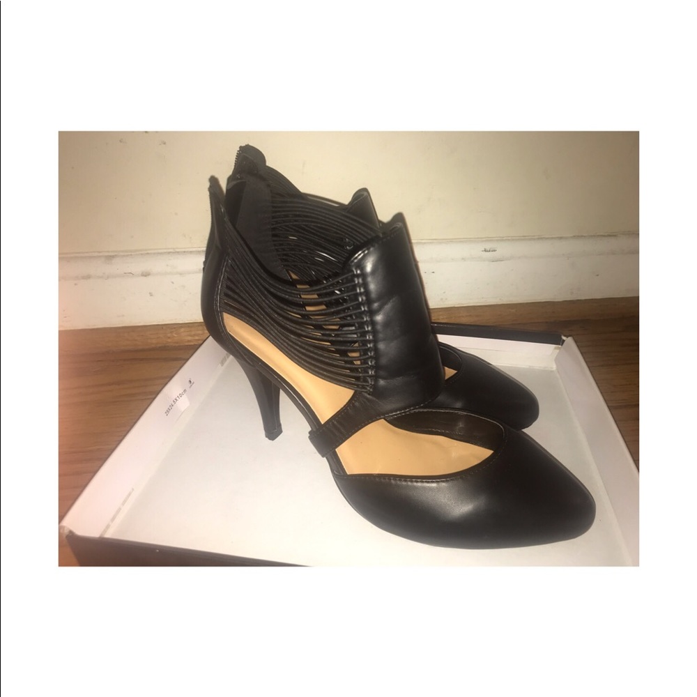 Black heels leather , worn